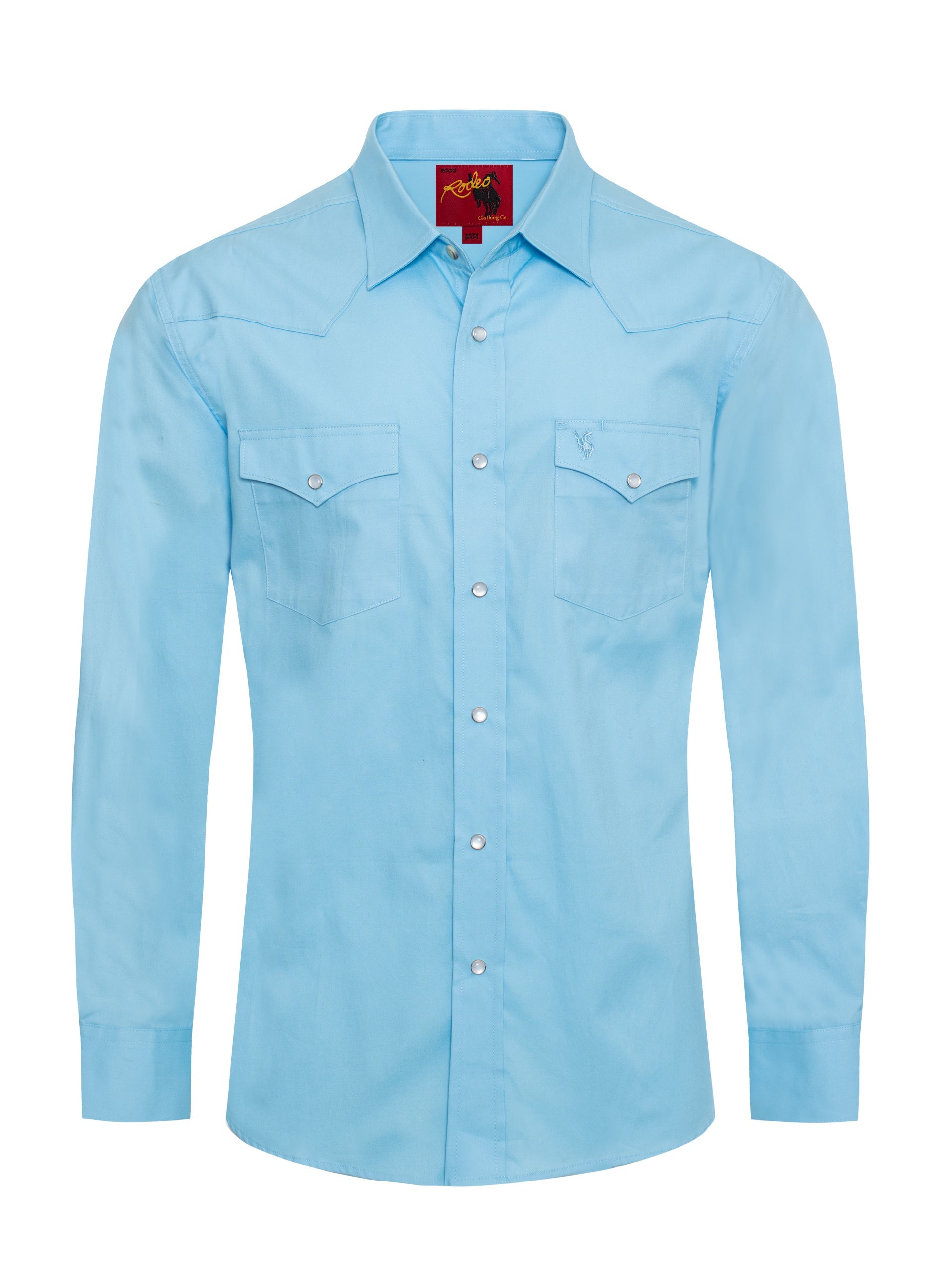 Men's Western Solid Twill Shirt-AC108L-LT BLUE