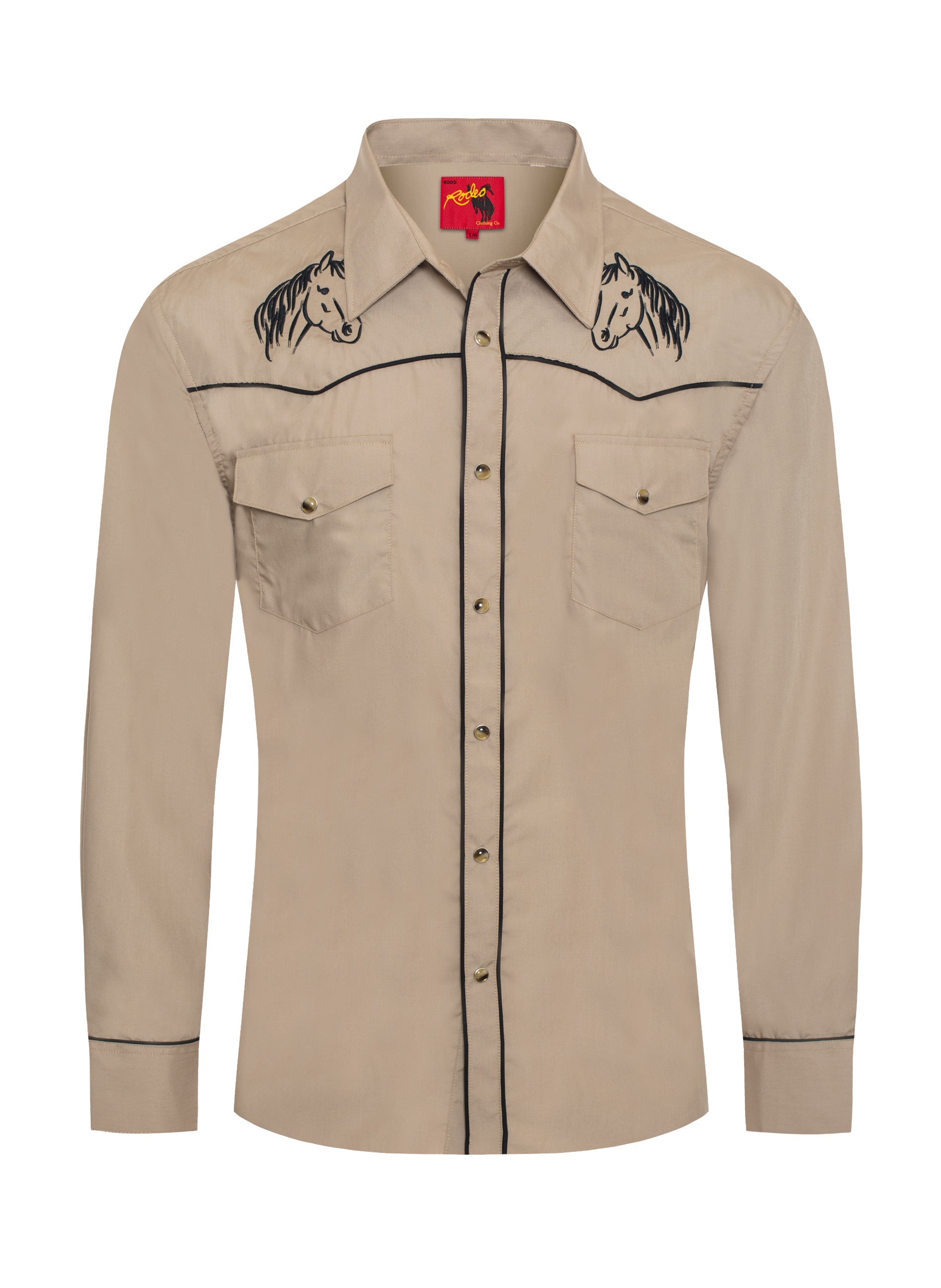 green emerald velvet dress Men's Poly/Cotton L/S Horse Embroidery Western Shirts-PS560L-503 L
