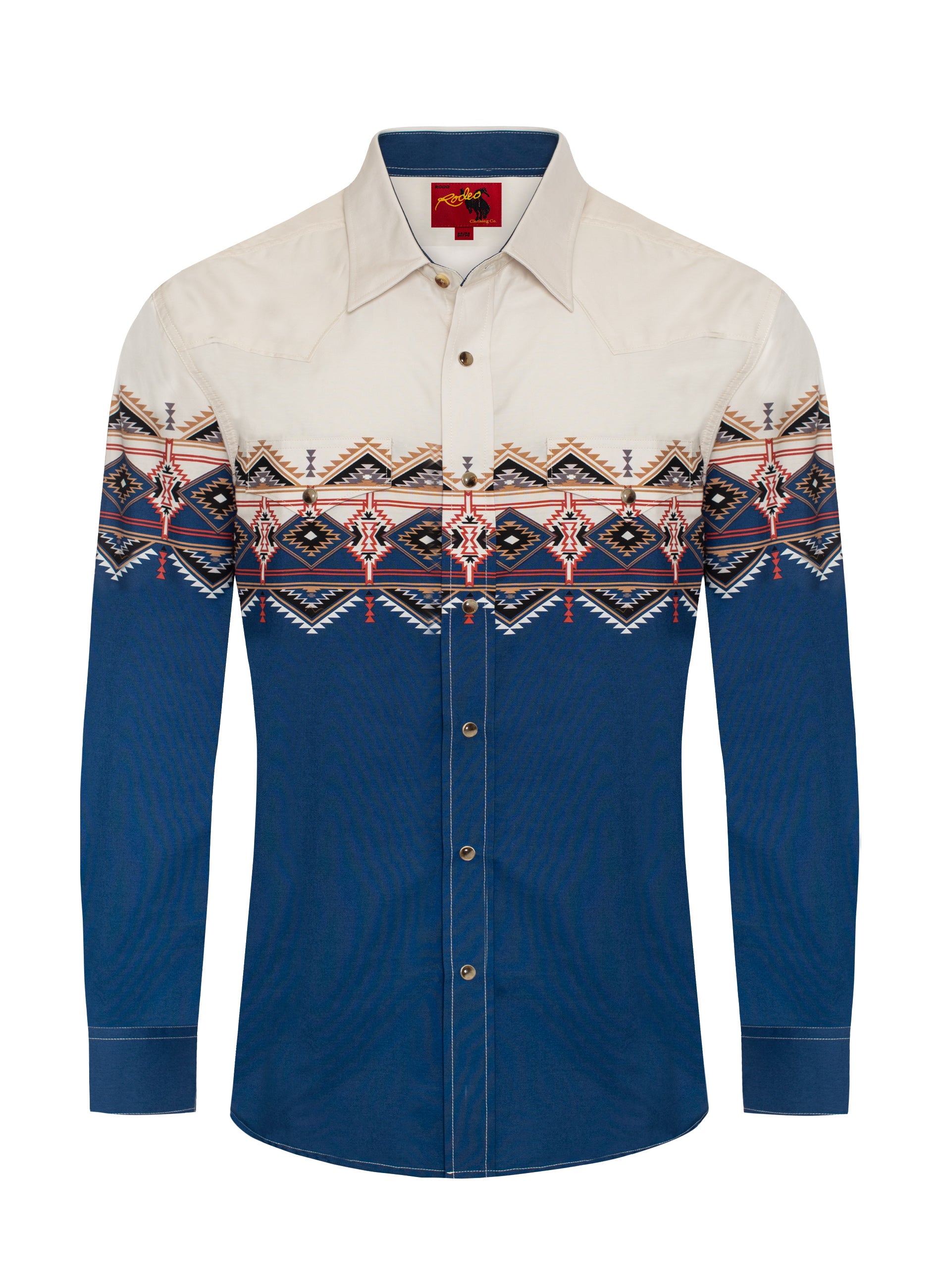Men's Casual Long Sleeve Western Pearl Snap Button Print Shirt