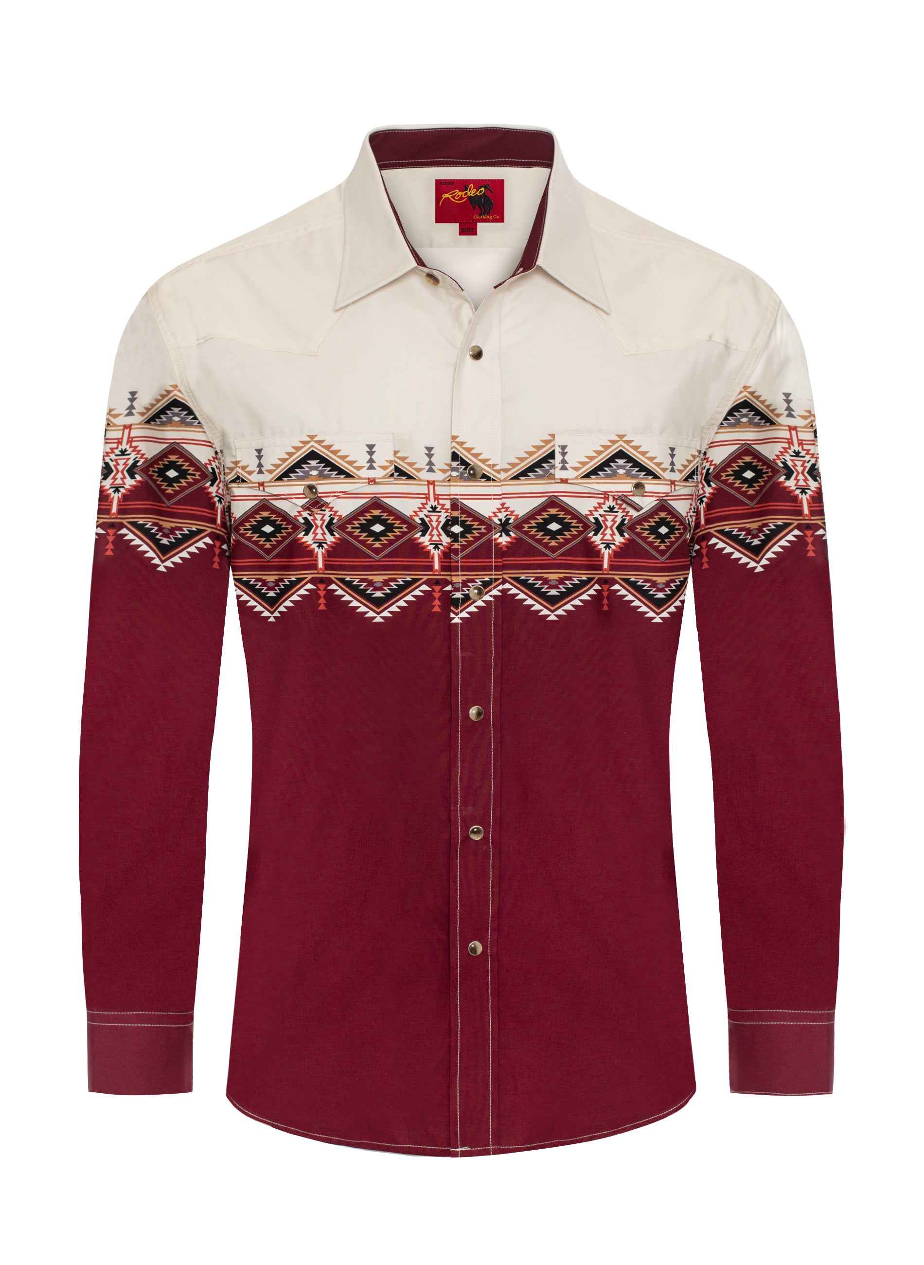 Men's Casual Long Sleeve Western Pearl Snap Button Print Shirt