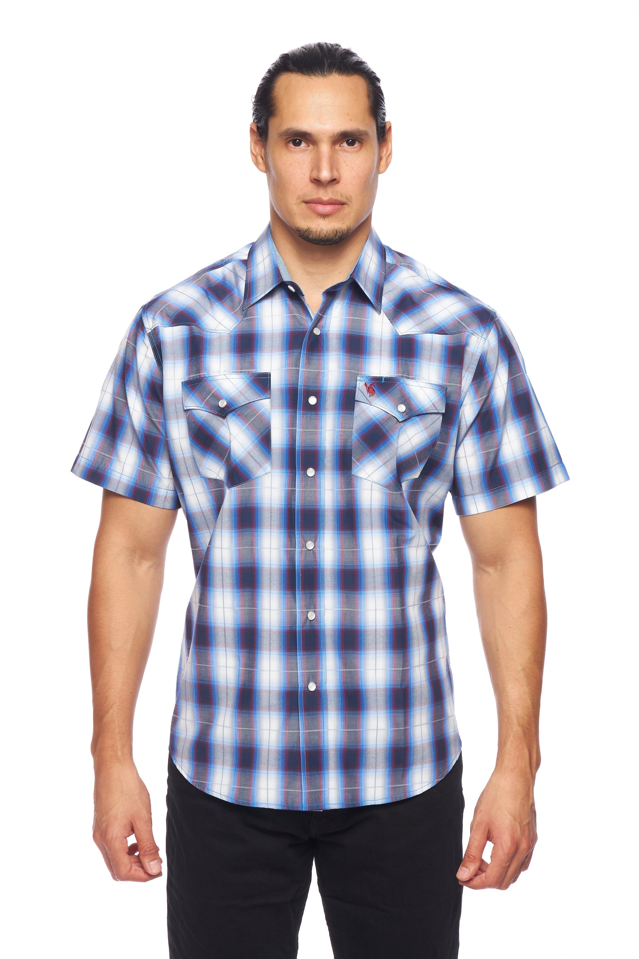 Chemise Simms Big Sky Homme - Manches Courtes - Plaid Pearl Snap - Taille M - Corail