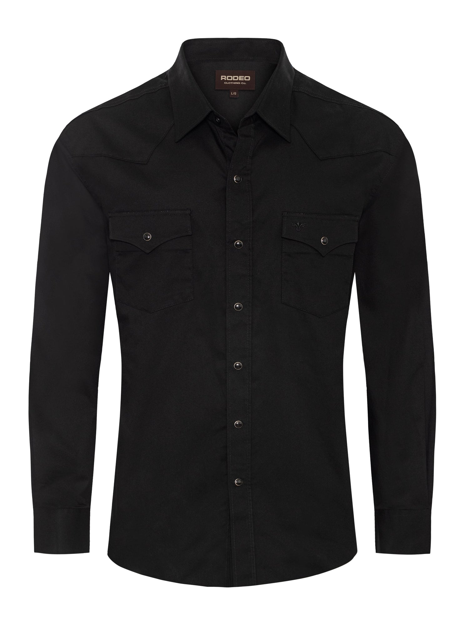 Men's Western Solid Twill Shirt AC108L-BLACK