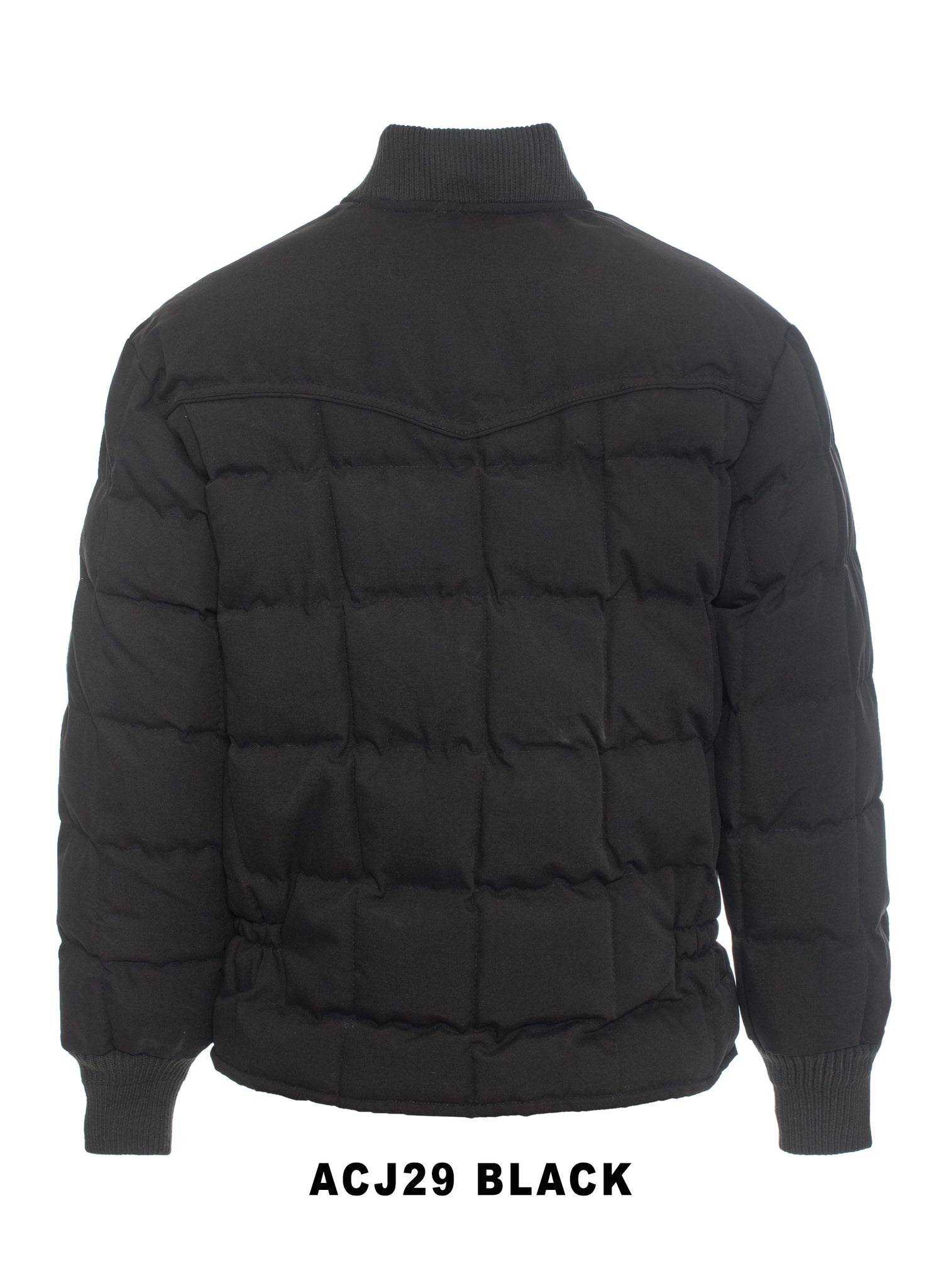 Men's Canvas Quilted Puffer Jacket -ACJ29-BLACK