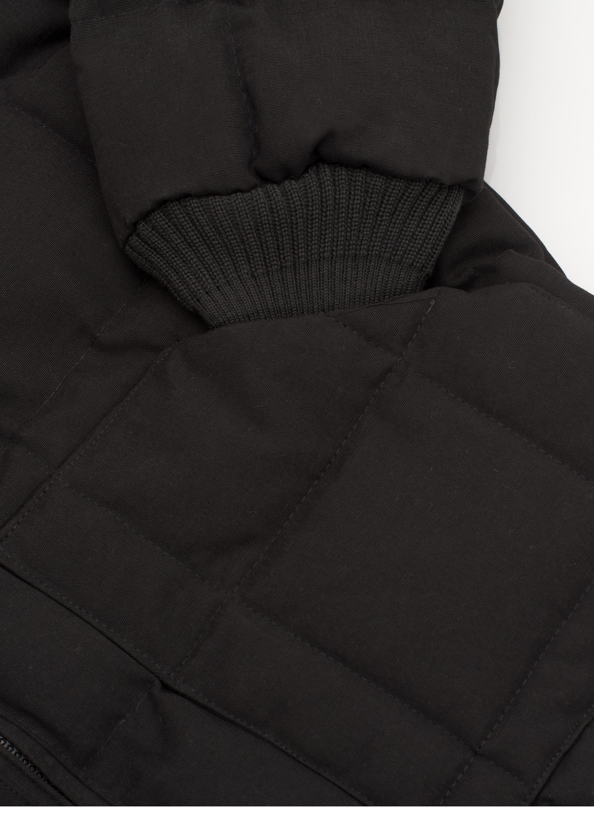 Men's Canvas Quilted Puffer Jacket -ACJ29-BLACK