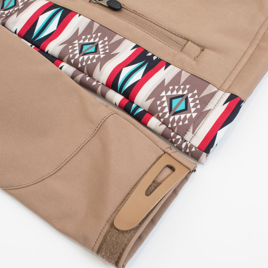 Boys Soft Shell Aztec Print Jacket -BNJ650-AZ-KHAKI/BROWN