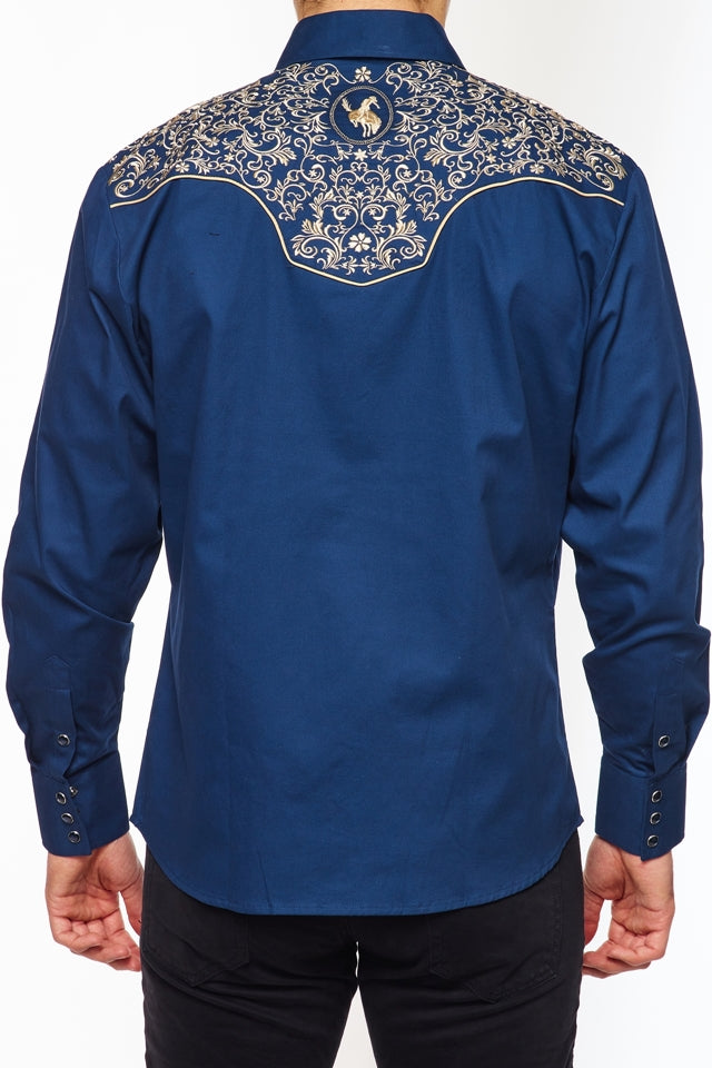 Men's Western Cowboy Embroidery Shirt-PS500L-561