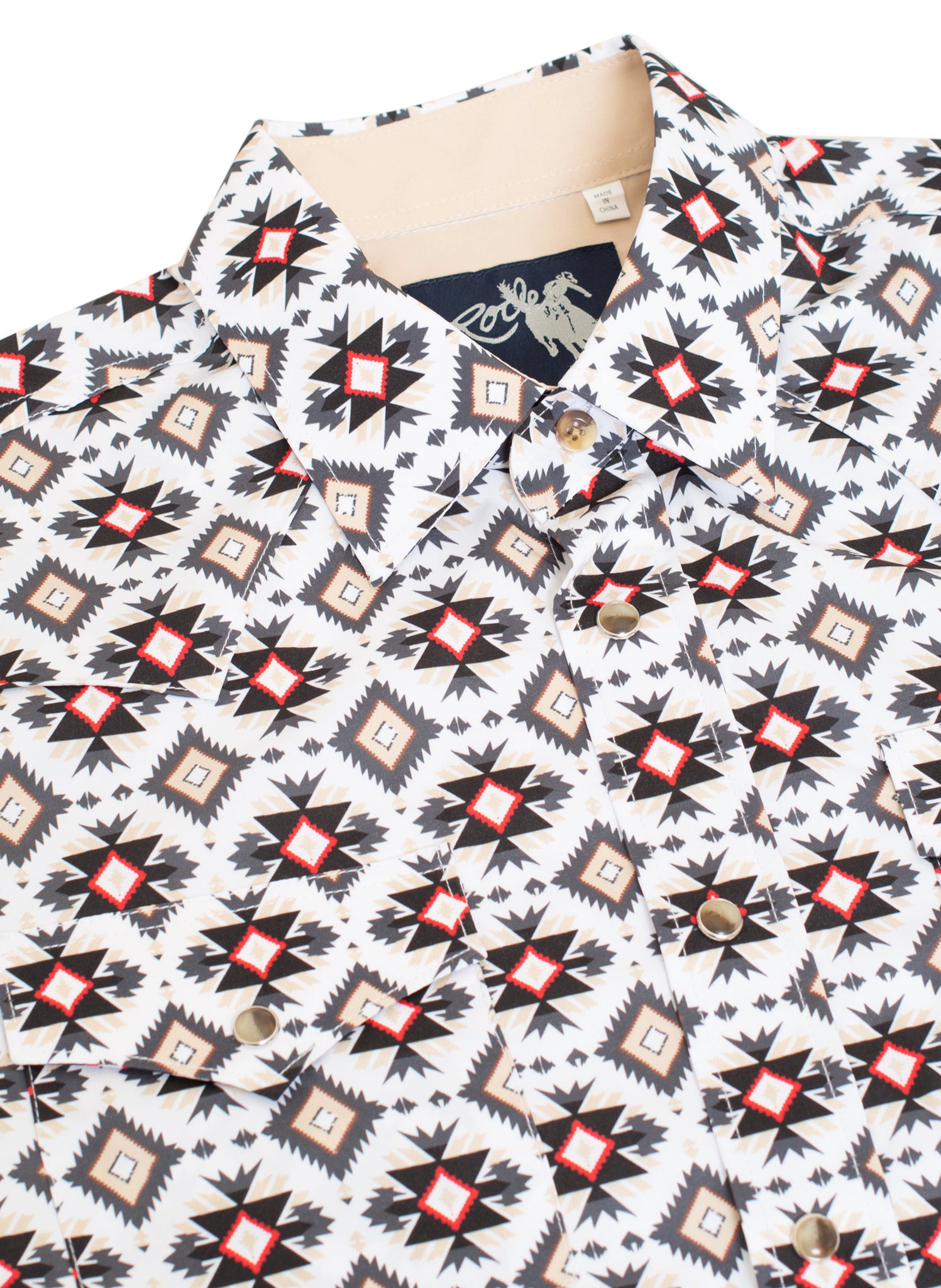 Men's Western Pearl Snap Aztec Print Shirt