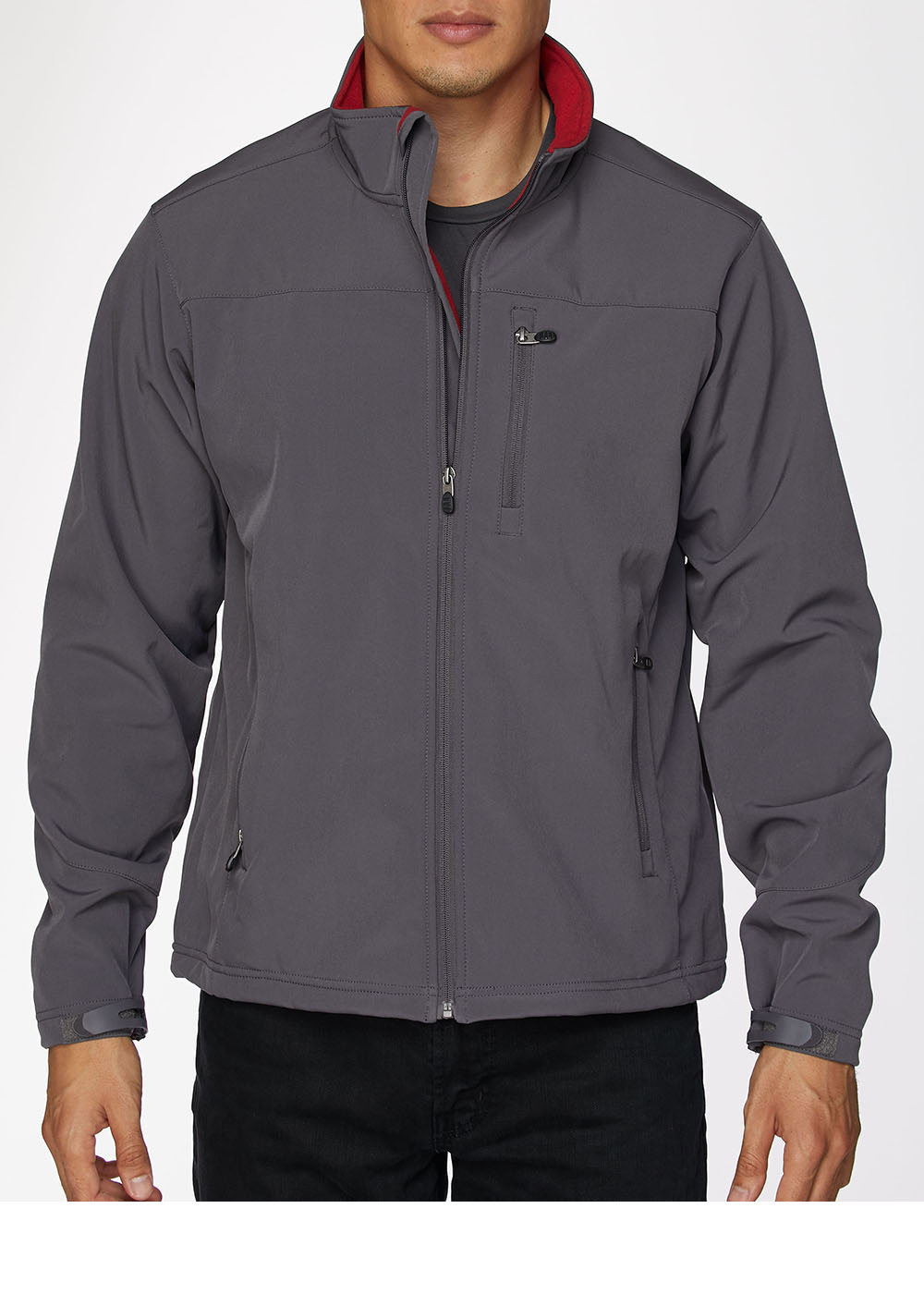 Men's Soft Shell Bonded Jacket-NJ650-Charcoal-Red