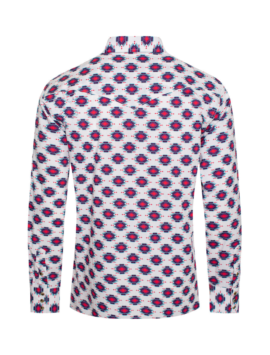 Men's Western Pearl Snap Aztec Print Shirt  - PS100L-183