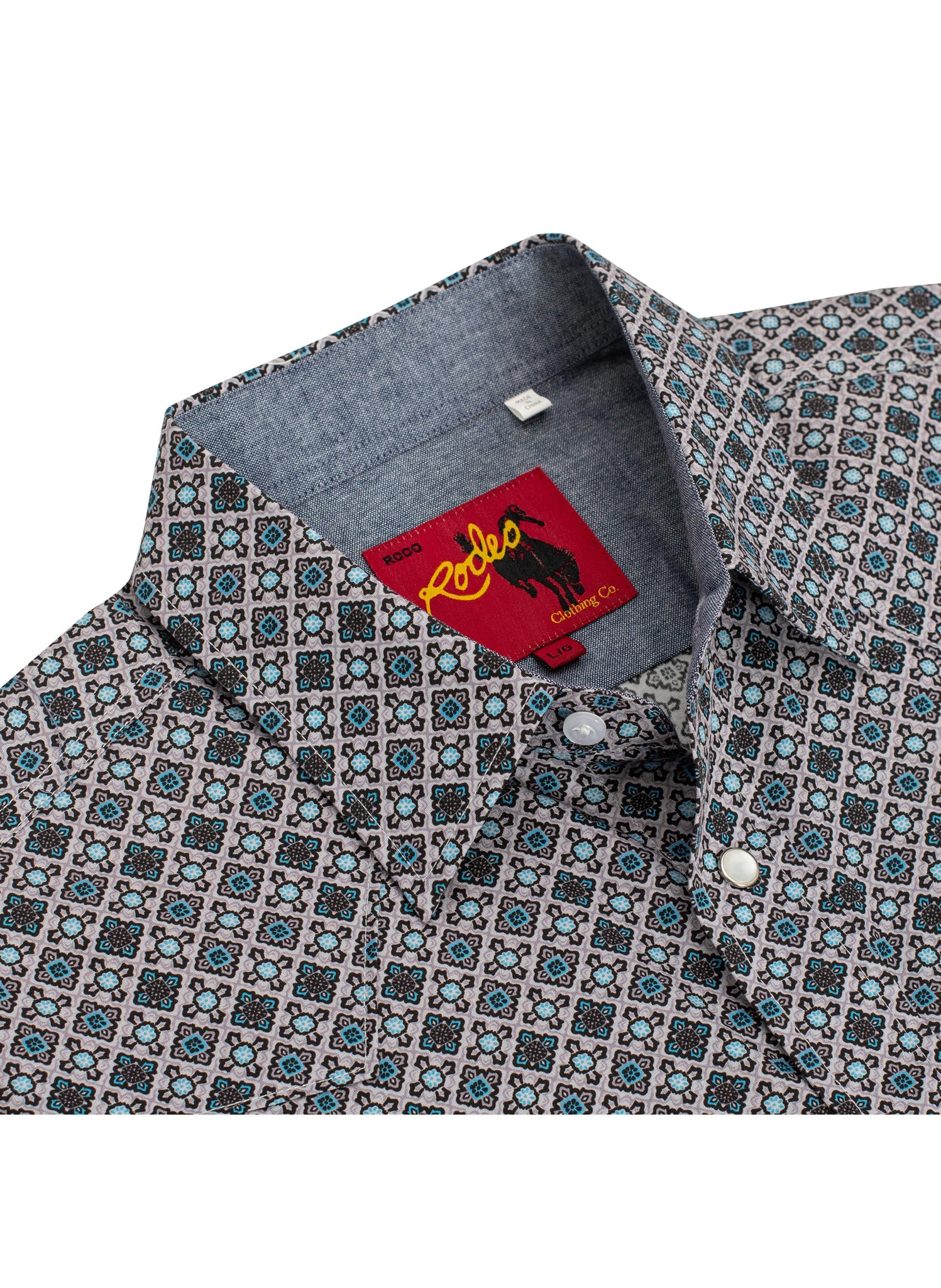 Men's Western Pearl Snap Print Shirt - PS100L-1076