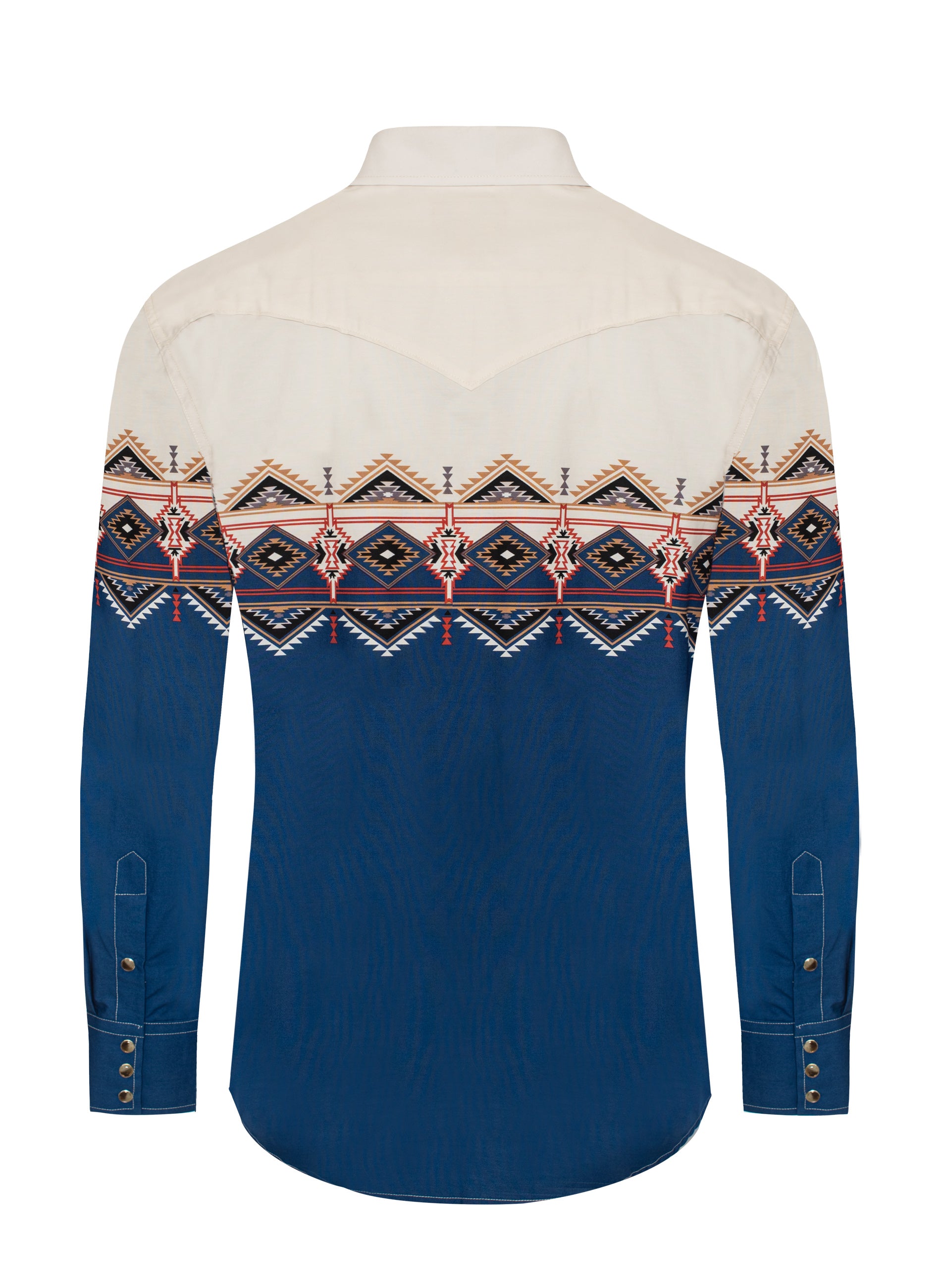 Men's Casual Long Sleeve Western Pearl Snap Button Print Shirt