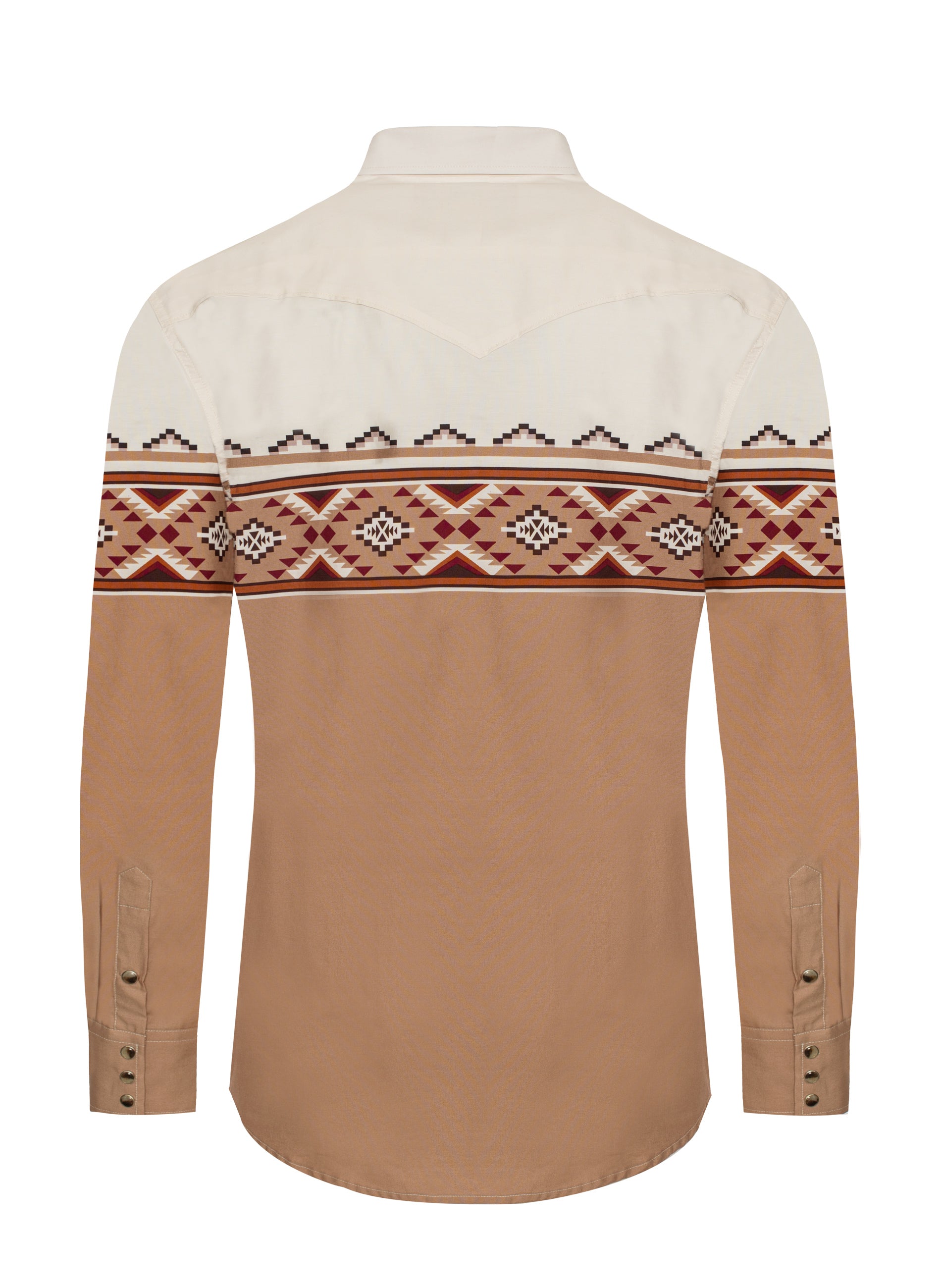 Men's Casual Long Sleeve Western Pearl Snap Button Print Shirt