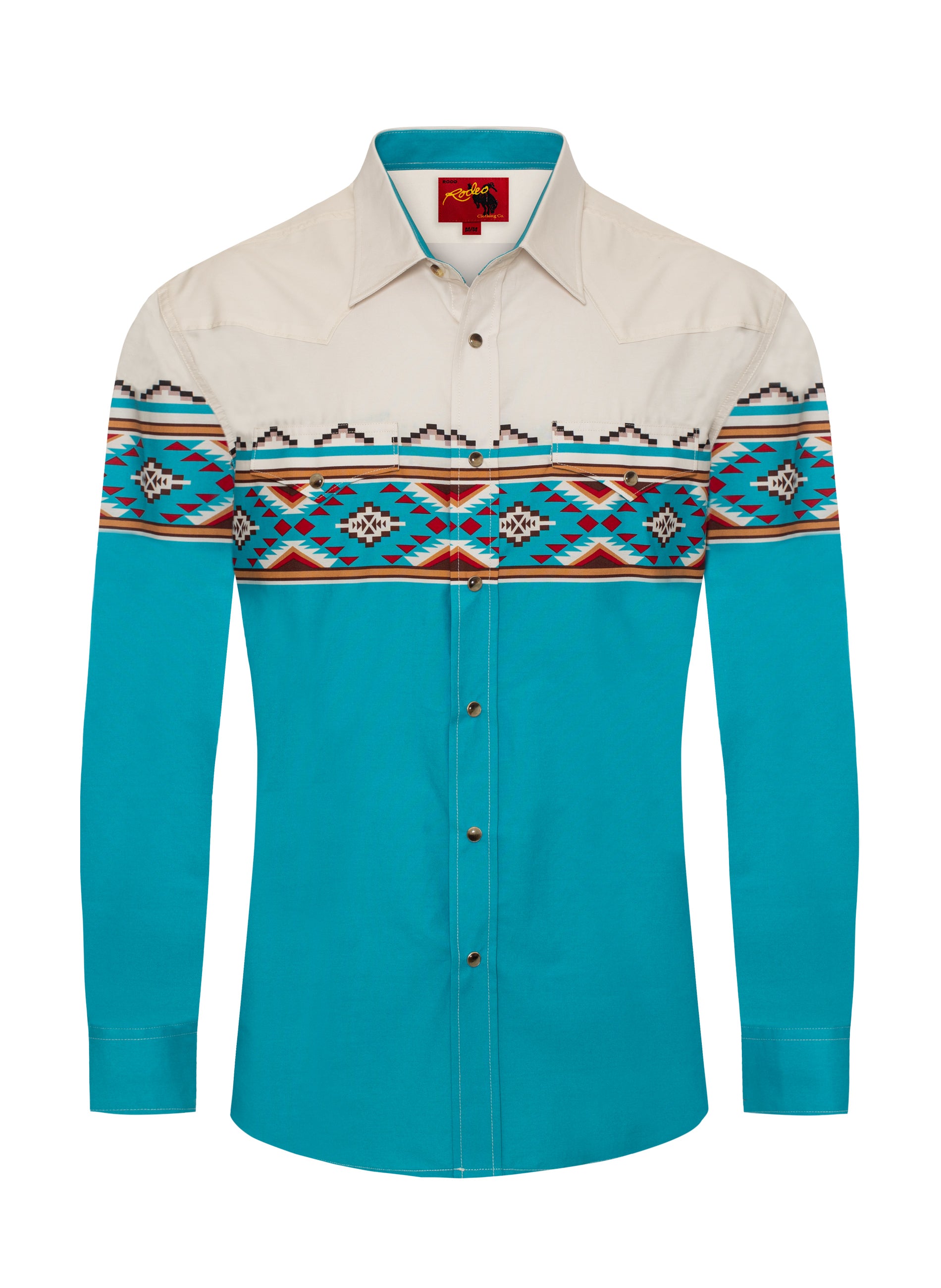 Men's Casual Long Sleeve Western Pearl Snap Button Print Shirt