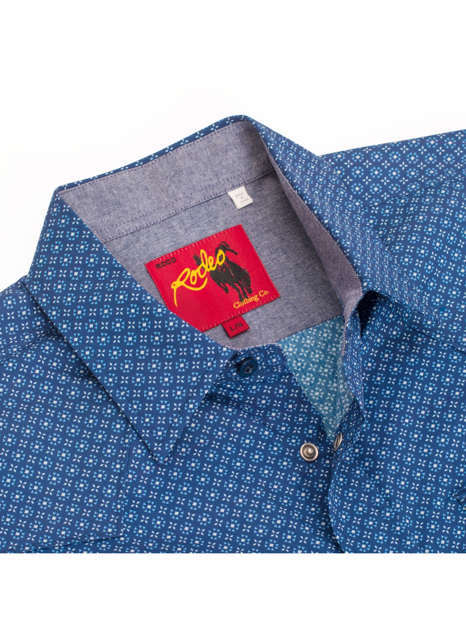 Men's Short Sleeve Pearl Snap Print Shirt-PS100S-1093