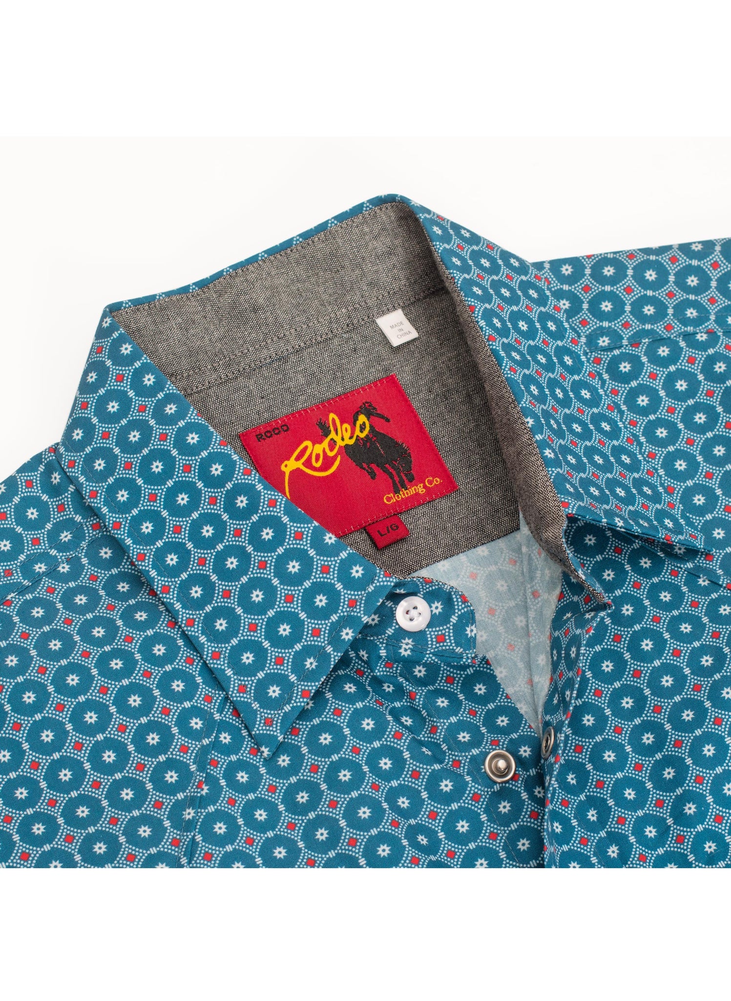 Men's Short Sleeve Pearl Snap Print Shirt-PS100S-1094