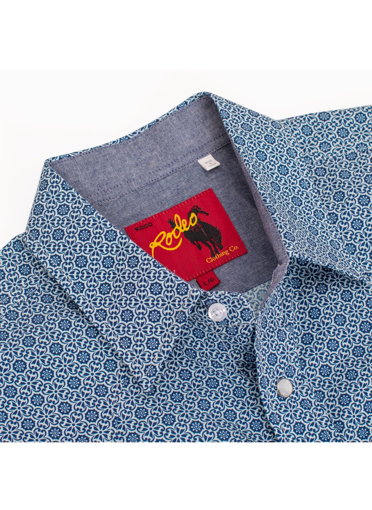 Men's Short Sleeve Pearl Snap Print Shirt-PS100S-1095