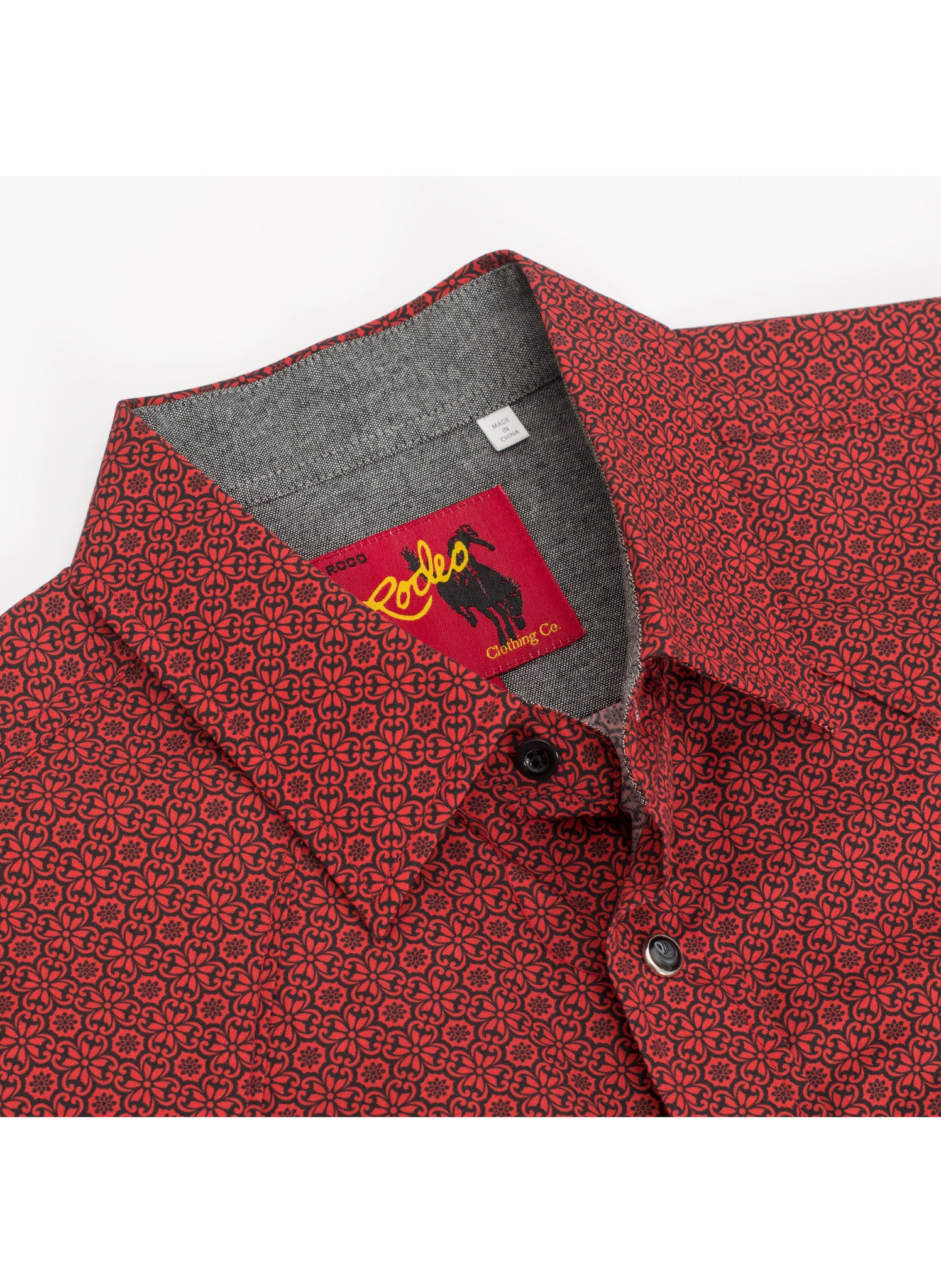 Men's Short Sleeve Pearl Snap Print Shirt-PS100S-1096