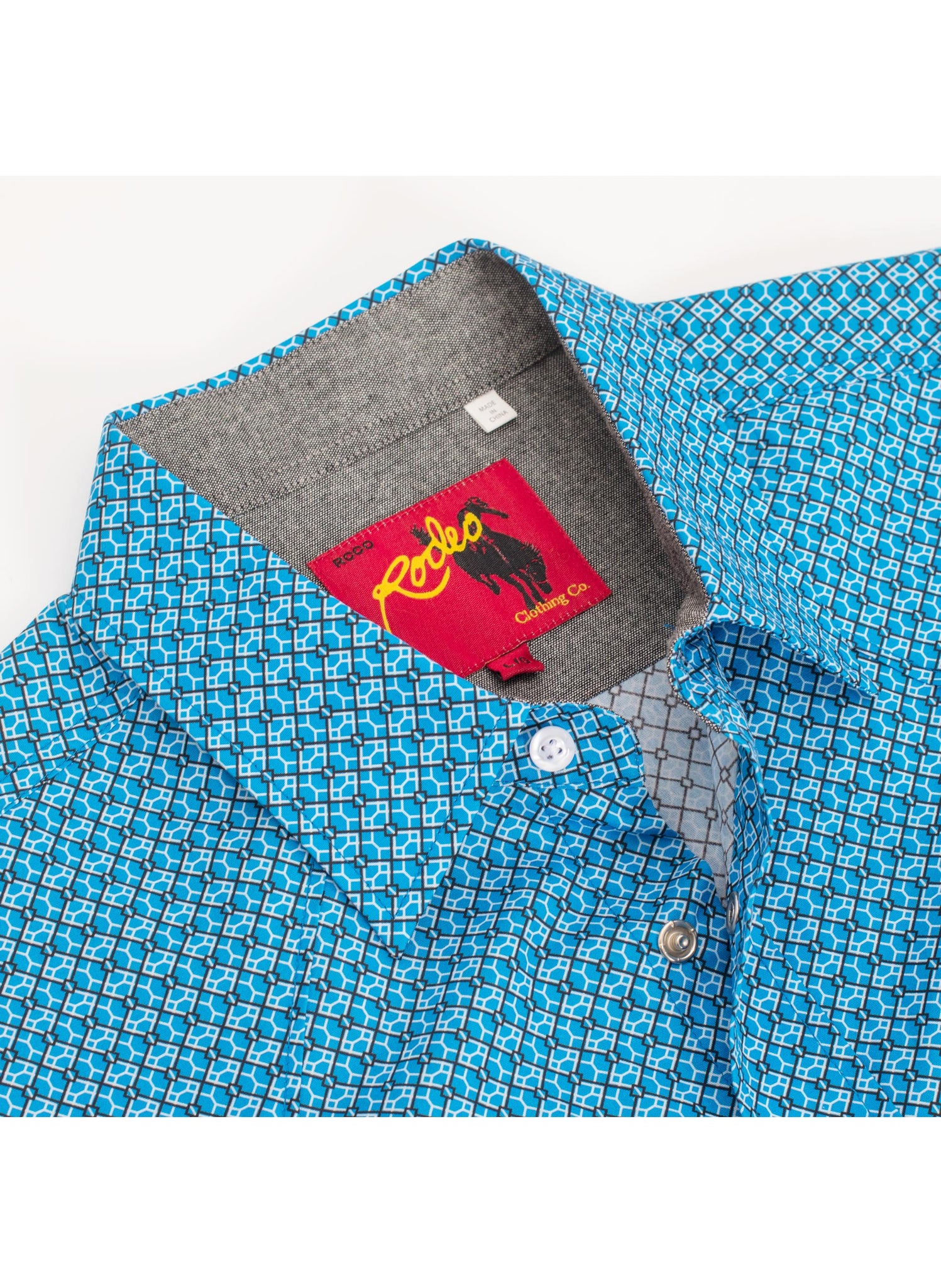 Men's Short Sleeve Pearl Snap Print Shirt-PS100S-1098
