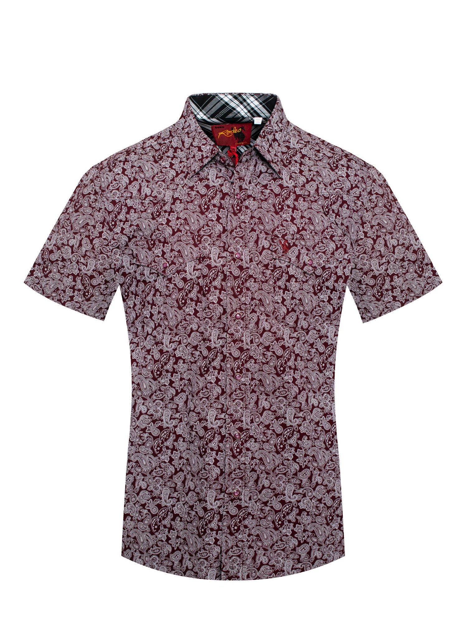Men's Western Short Sleeve Cotton Print Shirts With Snap Buttons