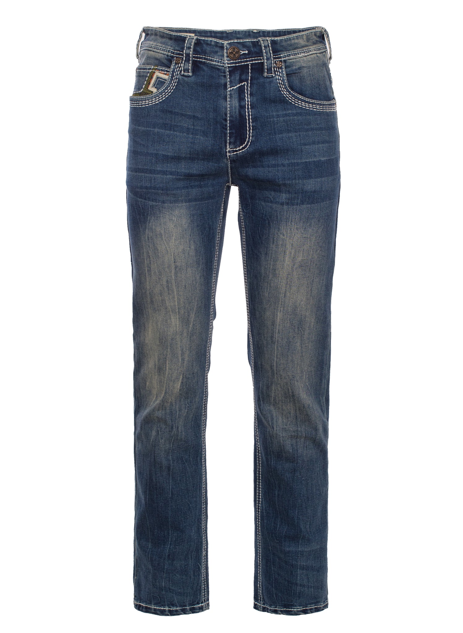 MEN'S COTTON/SPANDEX STRETCH FANCY SLIM STRAIGHT JEANS-RP500-514