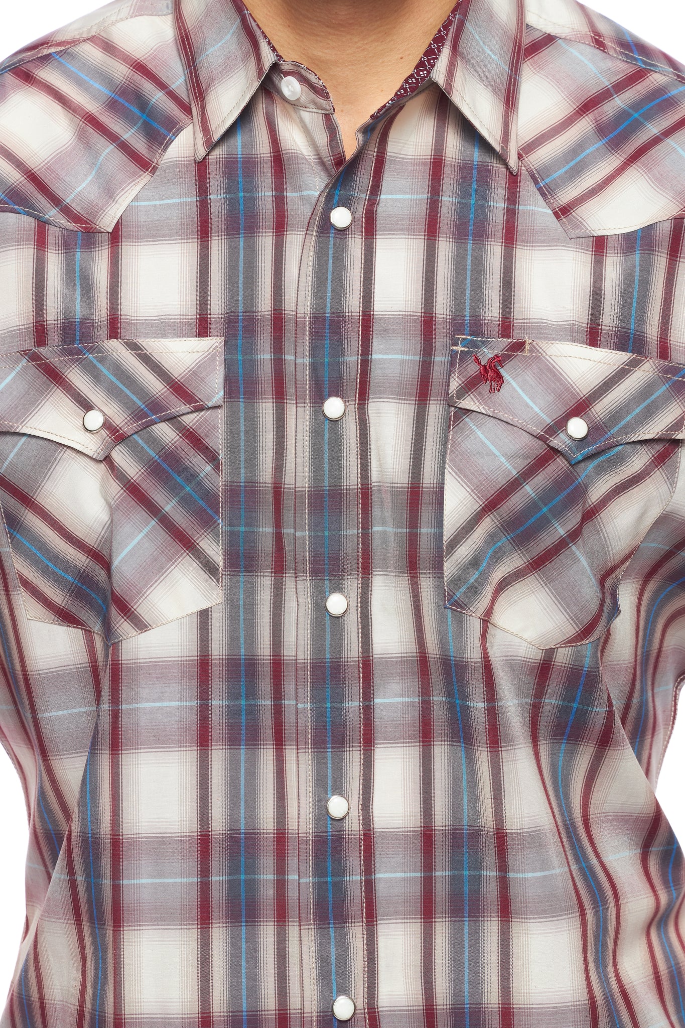 Men's Western Short Sleeve Plaid Shirts With Snap Buttons