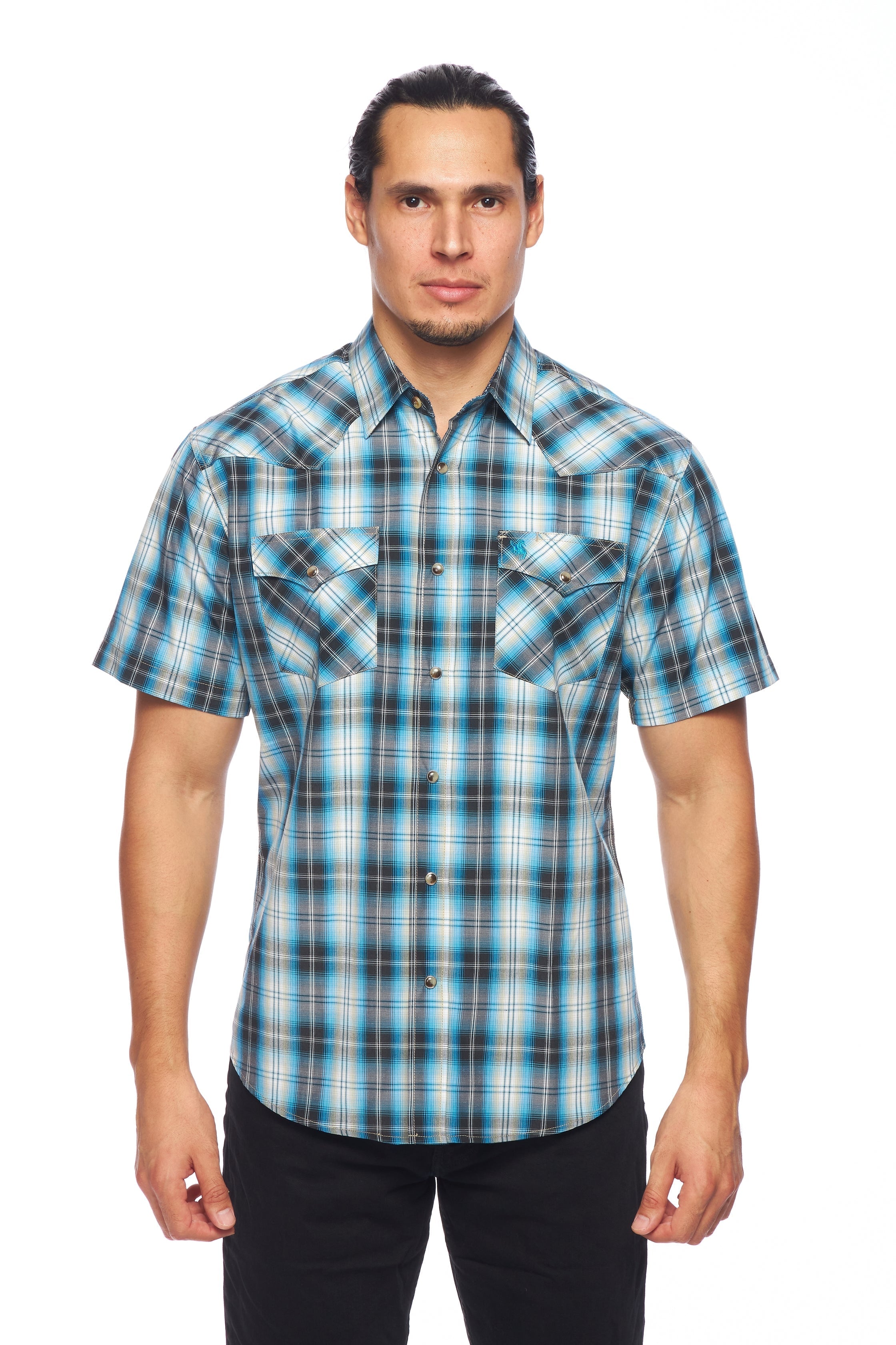 【Raucohouse】Embo check short sleeve over shirt Ecko Unltd Mens Button Up Shirt Medium Orange Check Short