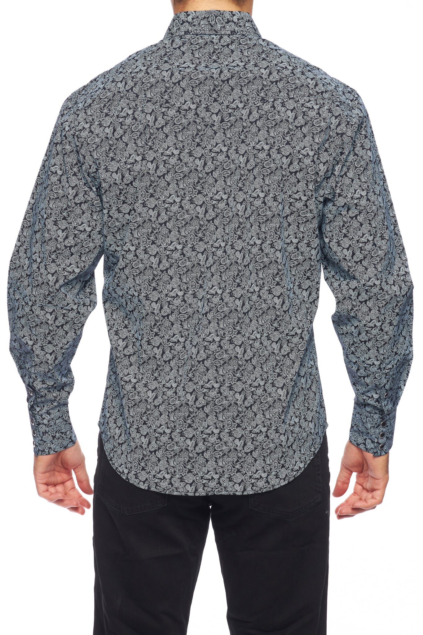 Men's Western Long Sleeve Cotton Print Shirts With Snap Buttons