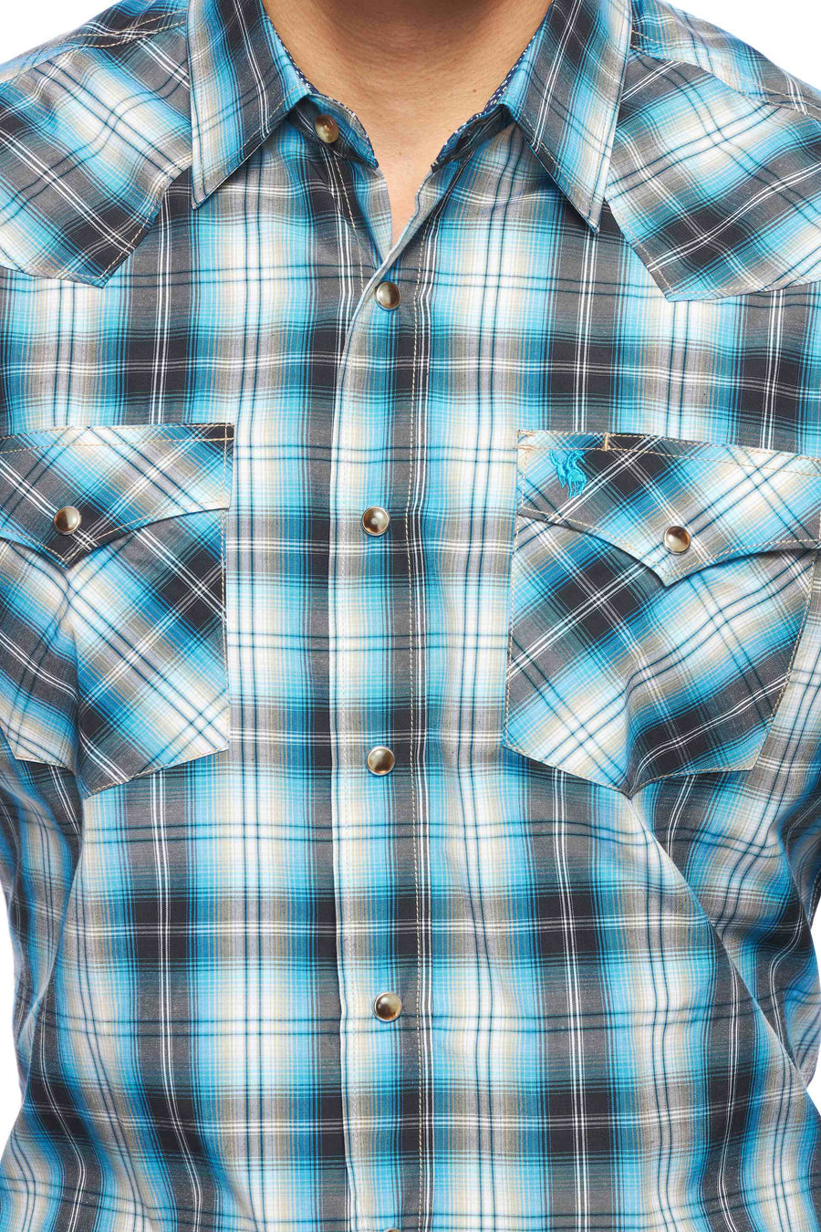 Men's Western Long Sleeve Pearl Snap Plaid Shirt -PS400-478