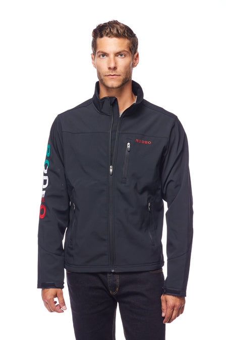  Men's High-Quality Soft Shell Bonded Jacket With Contrast Fleeceand Rodeo Embroidery-MEX