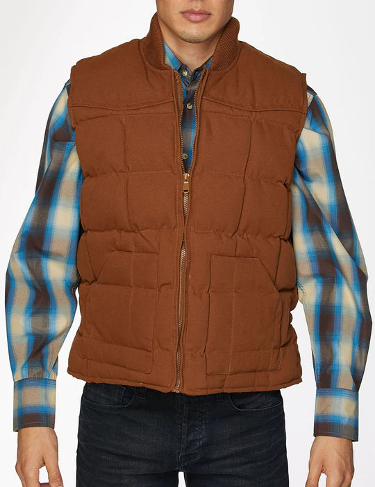 RODEO CLOTHING Men's Western Canvas Vest-Cognac - Rodeo Clothing Store