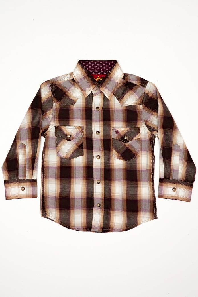 Men's Western Long Sleeve, 100% Cotton Plaid Shirts With Snap Buttons