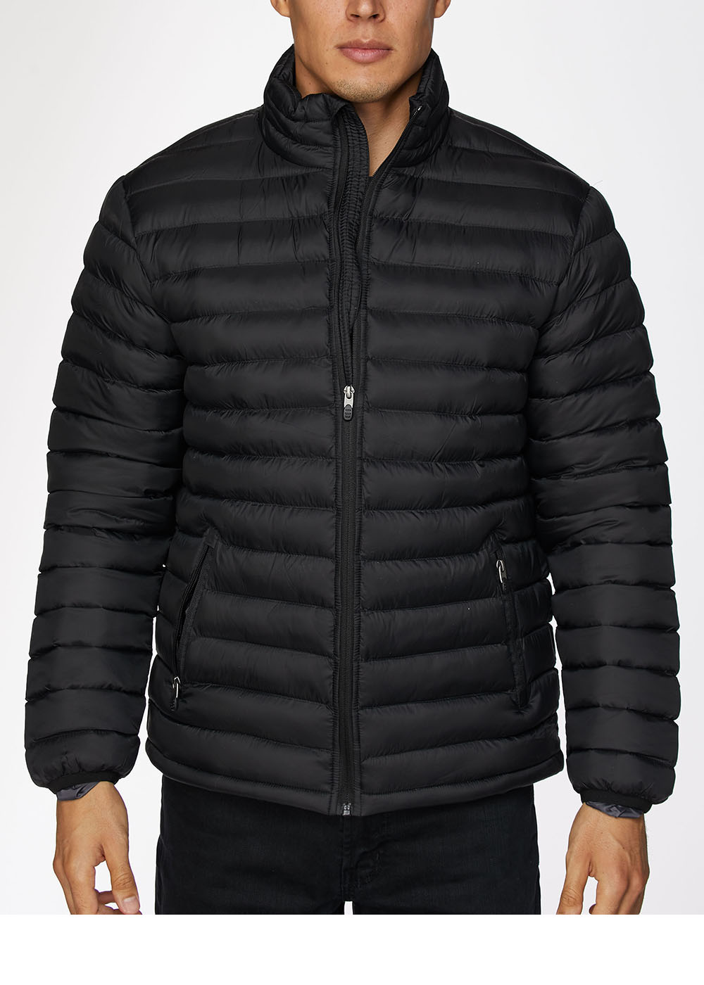  Men's High-Quality Nylon Quilted Jacket With Contrast Lining-Black