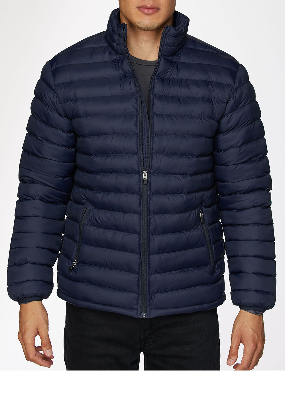  Men's High-Quality Nylon Quilted Jacket With Contrast Lining-Navy