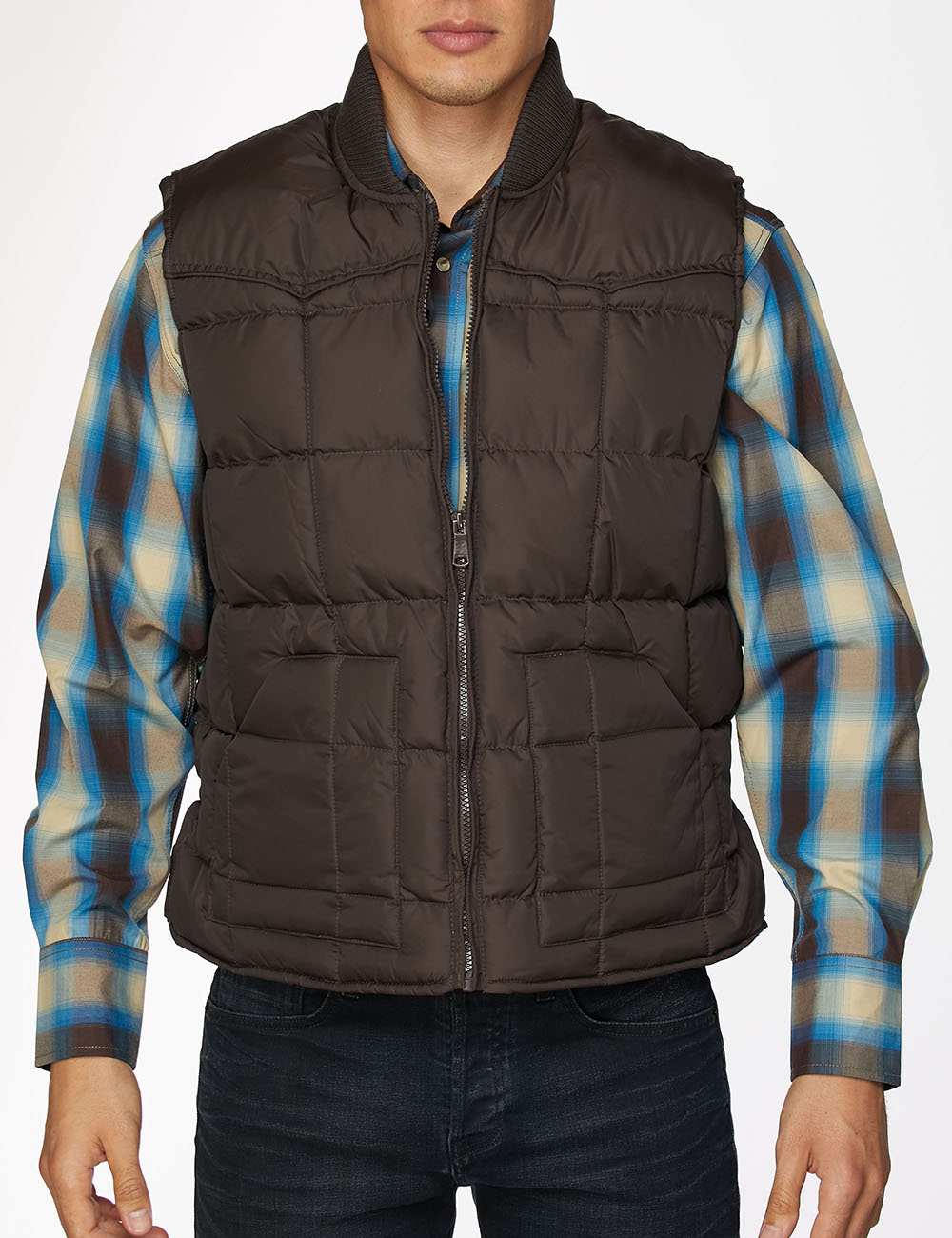RODEO CLOTHING Men's Western Nylon vest-Brown
